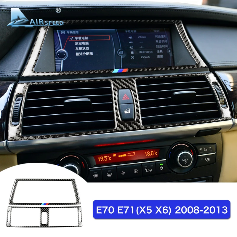 

Airspeed Carbon Fiber Navigation Screen Frame Console Air Conditioner Outlet Trims for BMW E70 X5 E71 X6 Accessories Car Styling