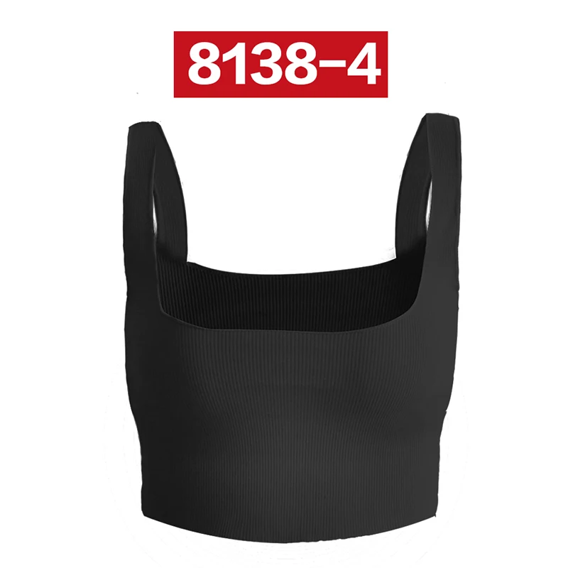 8138 Black Новинка, трикотажные укороченные топы для женщин, женская уличная одежда, короткие рубашки, Топики, блузы, женский топ на бретелях, сексуальный топик, базовые модные футболки - Цвет: 8138 Black