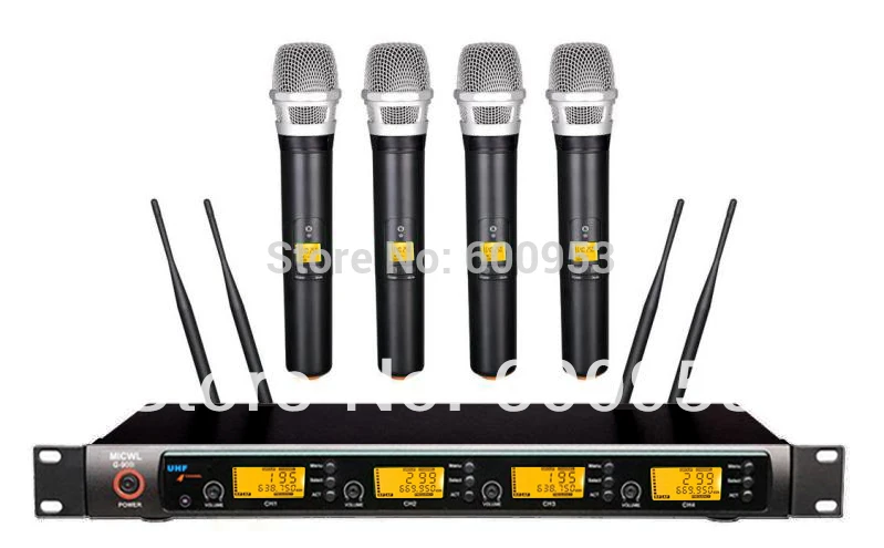 

G900H Professional 4x100 Channel UHF Wireless 4 Handheld Microphone System