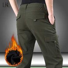 Military Pants Mens Winter Fleece Warm Pants Men Multi Pockets Trousers Male Jogger Cargo Bottom Sweatpants Homme Clothing 4XL