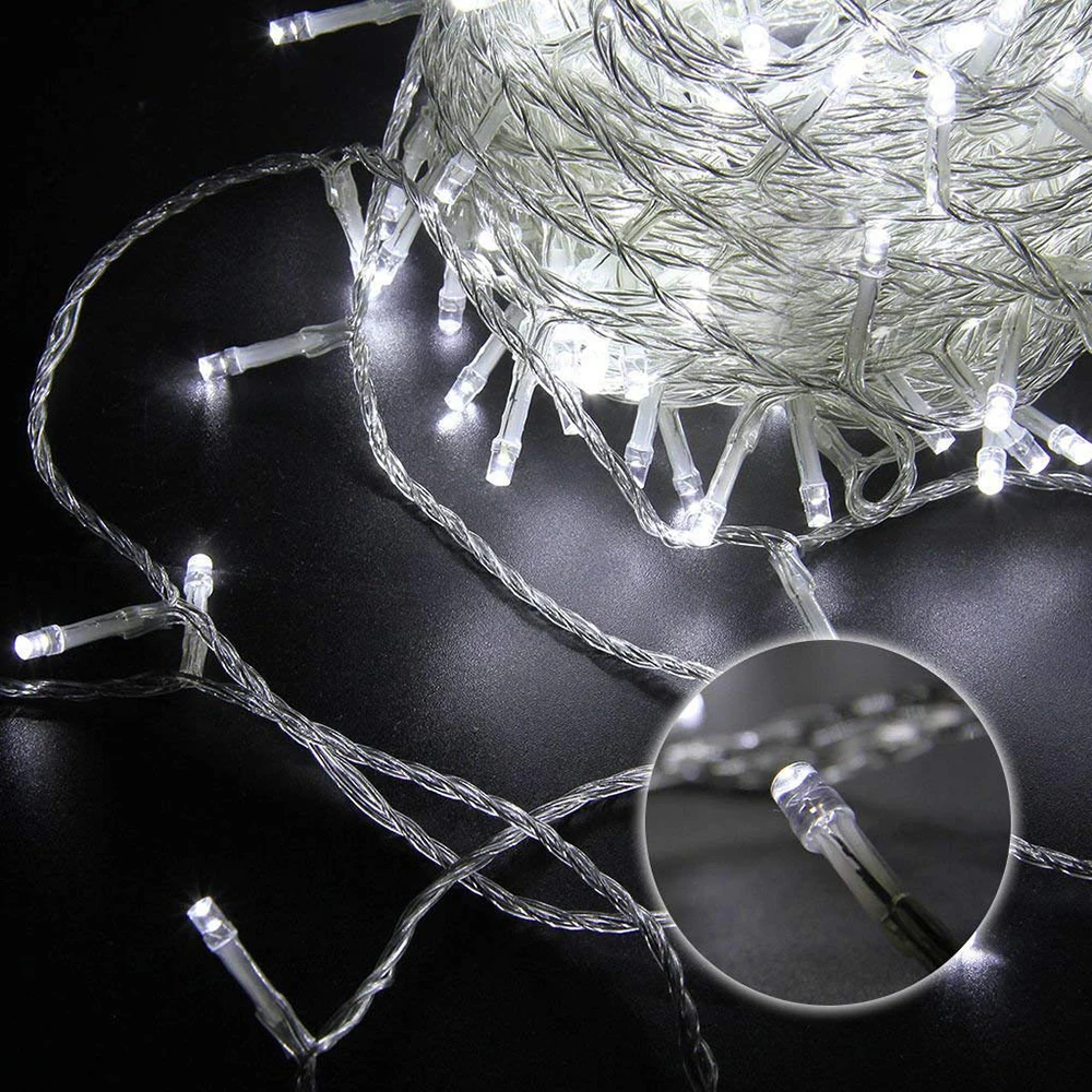 10m 20m 30m 50m Fada Luz Led String Férias Decoração do Casamento do Natal Ac220v à Prova d' Água ao ar Livre do Pátio Guirlanda de Luz 2 string luz de fadas do feriado pátio