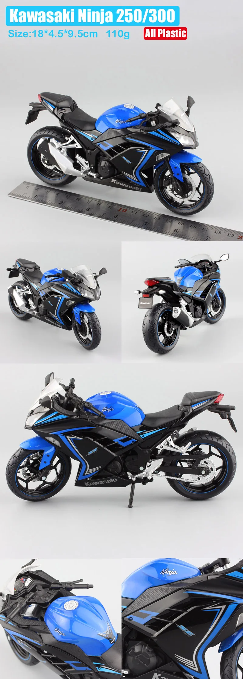 2013 Kawasaki Ninja 250R 1:12 Scale Motorcycle Diecast Metal Model Bike Red Toy 