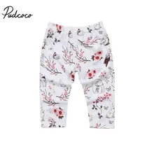 Pudcoco новорожденных Одежда для маленьких девочек Цветочный принт Длинные свободные леггинсы штаны для малышей Повседневное теплый хлопок 3-18 м
