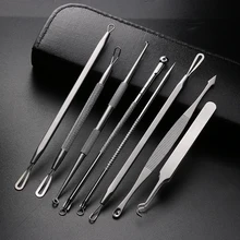 8 Pçs/set Tratamentos de Acne Pimple Blemish Extractor Blackhead remover Agulhas de Aço Inoxidável Ferramentas de Beleza Rosto Cuidados Com A Pele