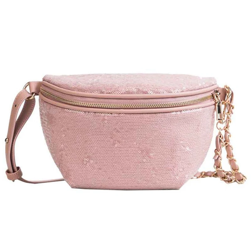 

Sequins Design Waist Packs Women Funny Packs Shoulder Waist Bag Fashion Ladies Chest Bag Female Cross Body Chain Bags