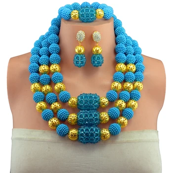 

Deep Lake Blue Amazing African Beads Jewelry Set Crystal Beads Necklace Set Nigerian Wedding African Jewelry Set Crystal Jewelry
