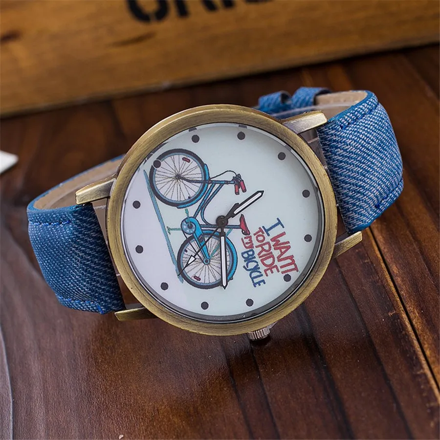 Дропшиппинг Винтаж женские часы с рисунком «велосипед» модные повседневные женские наручные кварцевые часы Relogio Feminino