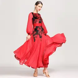 Стандартный бальный зал платье с бахромой женские Танцы платья Танго Красный танцевальный зал состязание платья вальс костюмы фламенко