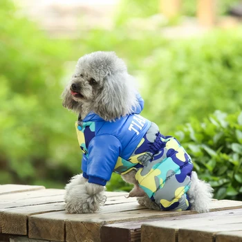 

Dog Pet Jumpcoat Winter Fleece Camo Warm Jumpsuit For Small Medium Dogs Hood Waterproof Dog Overalls Apparel