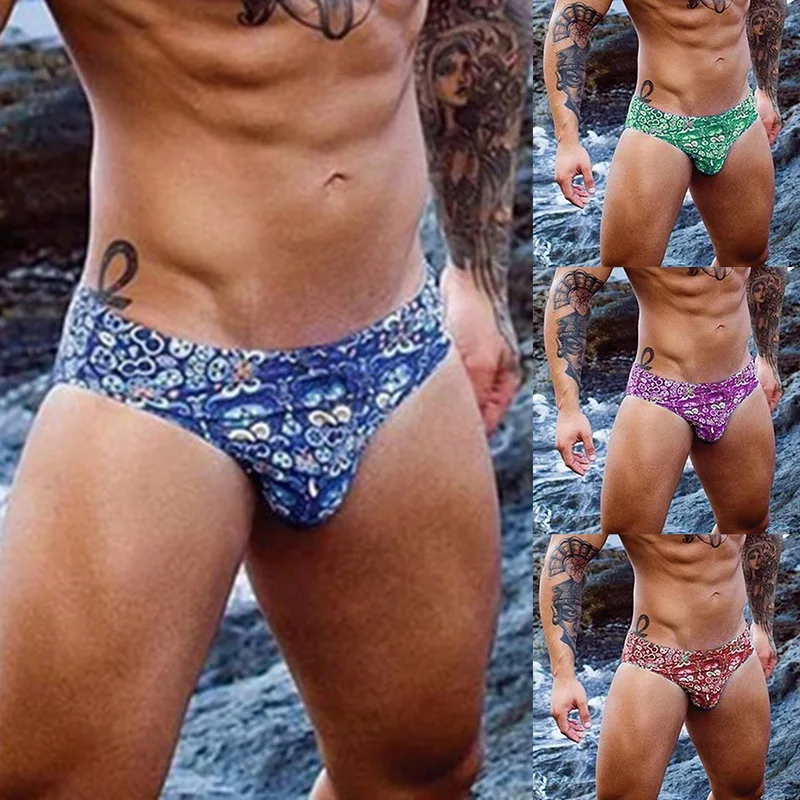 

Quick Dry Men Swimming Briefs Swimwear Beach Shorts With Push Pad Triangular Sexy Swimwear Bathing Swim Shorts Sunga Plus Size