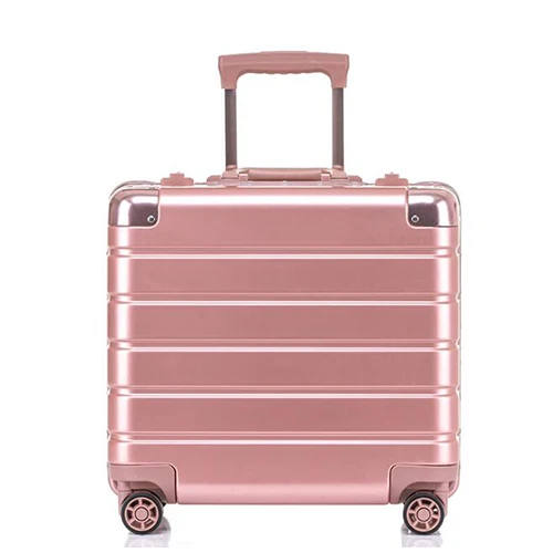 gold pink CHENGZHI 18 дюймов для женщин, для ноутбука, ручная кладь, для мужчин, бизнес, для кабины, чемодан, сумка на колесиках - Цвет: gold pink
