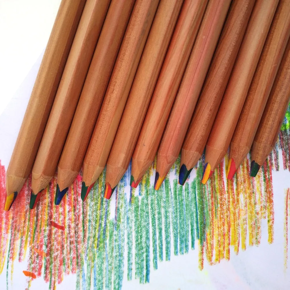 10 Pz Trangle Jumbo Arcobaleno Matita di Colore Set Pastelli Colore Matite Matite colorate Per Disegnare Stazionario Scuola 4 Colori Misti in 10 Pz Trangle