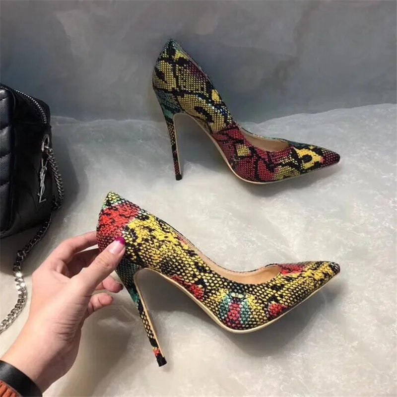

Free shipping fashion women Pumps multi color snake python point toe high heels pumps shoes 12cm 10cm 8cm party shoes