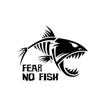 

13.2CM*10.2CM Skeleton Fish Bones Fear NO Fish Fishing Vinyl Car Decal Sticker Cars Acessories Decoration Black Sliver C8-0633