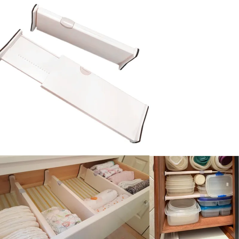 

Plastic Adjustable Drawer Dividers Organizer for Kitchen Silverware Bedroom Clothes Bra Tools Expandable Storage Organizers