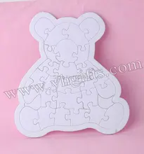 10 unids/lote, crea tu propia rompecabezas oso, pintura inacabada hobby, juegos de puzzle. Kindergarten artesanía. juguetes educativos tempranos. venta al por mayor