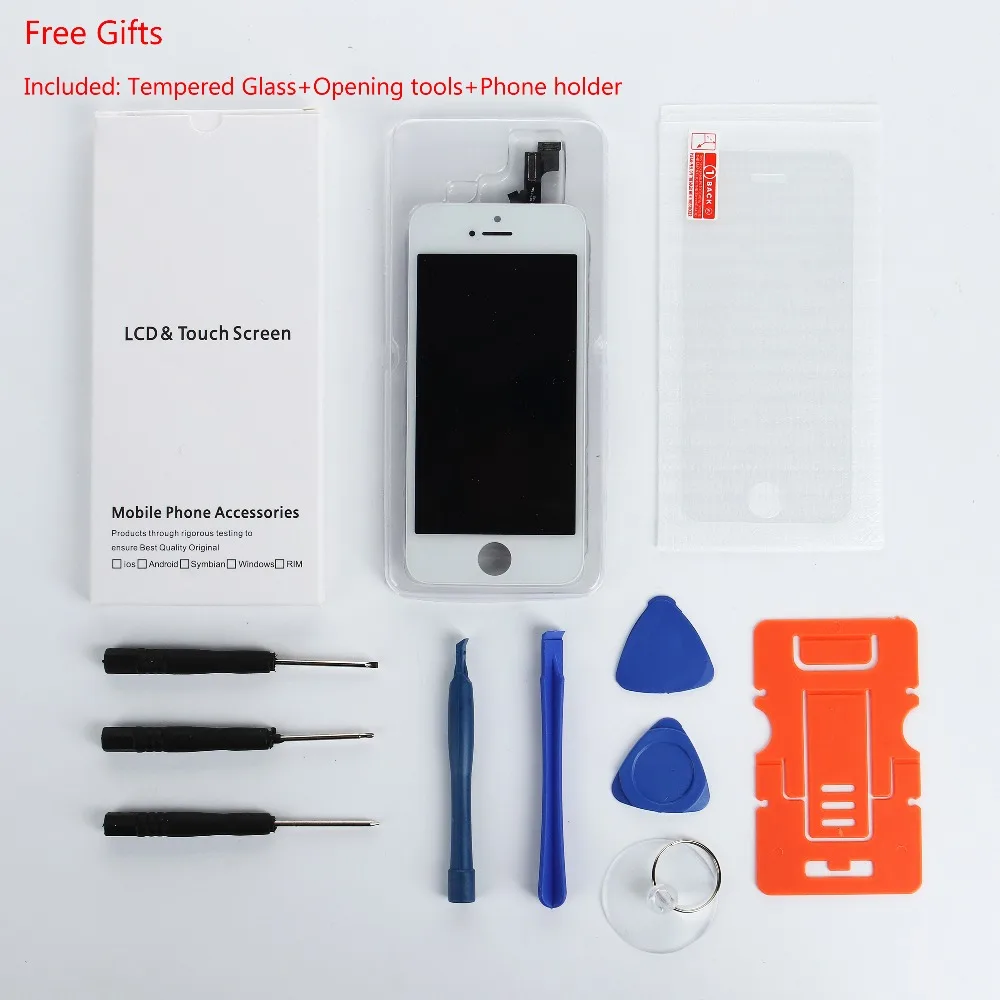 10 шт. AAA Pantalla для iPhone 5S ЖК дисплей 3D сенсорный экран дигитайзер с рамкой сборка