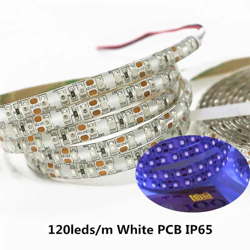 УФ светодиодный светильник 3528 SMD 60/120 светодиодный s/m 395-405nm ультрафиолетовый луч светодиодный Диодная лента фиолетовая гибкая лента лампа+ адаптер питания