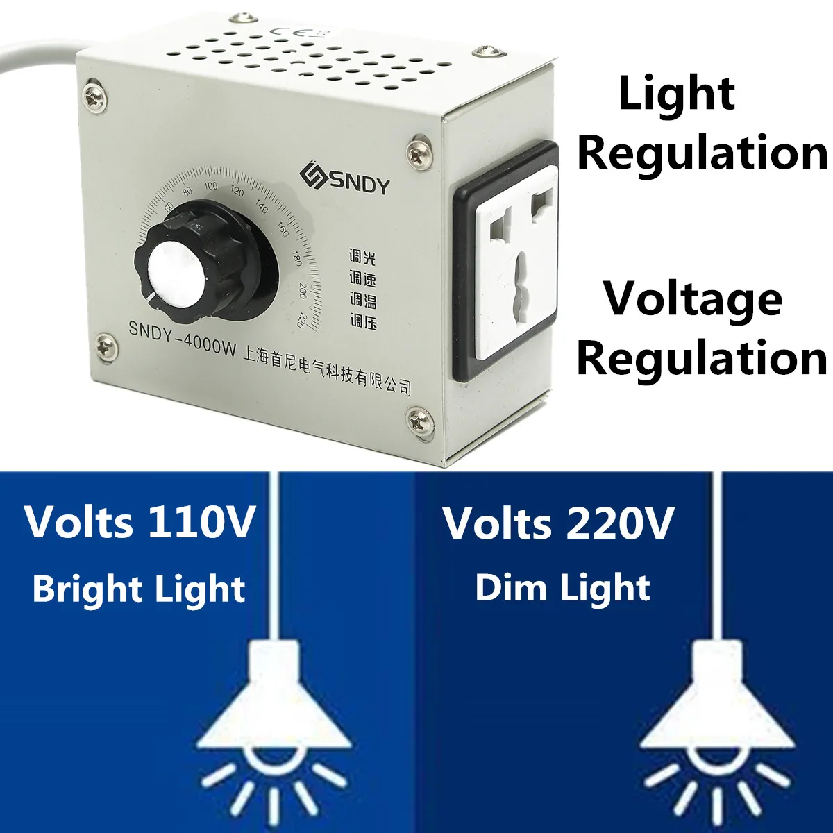 

220V 4000W AC Strom Spannungsregler Motor Drehzahlregler Licht Dimmer Thermostat Two-way Chip Adjust Practical Convenient