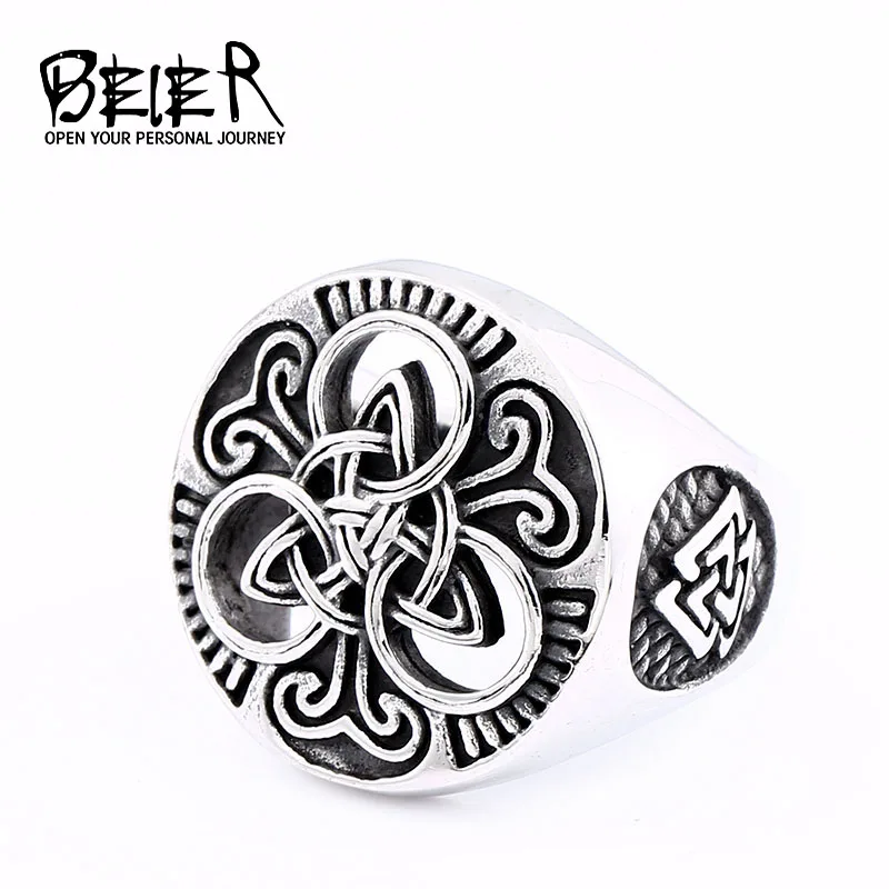 BEIER stainless steel character geometry thor's hammer mjolnir Viking ring for man`s gift Punk rock Lucky JewelryBR8-663