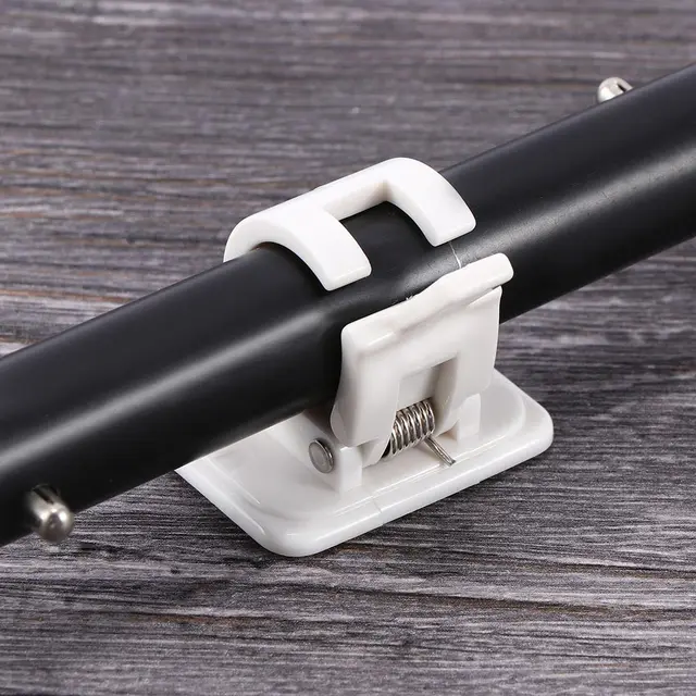 2pcs Adhesive Shower Curtain Rods Towel Bar Hooks Clamps Curtains