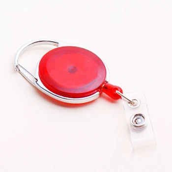 

Oval retractable reel and name plate clip