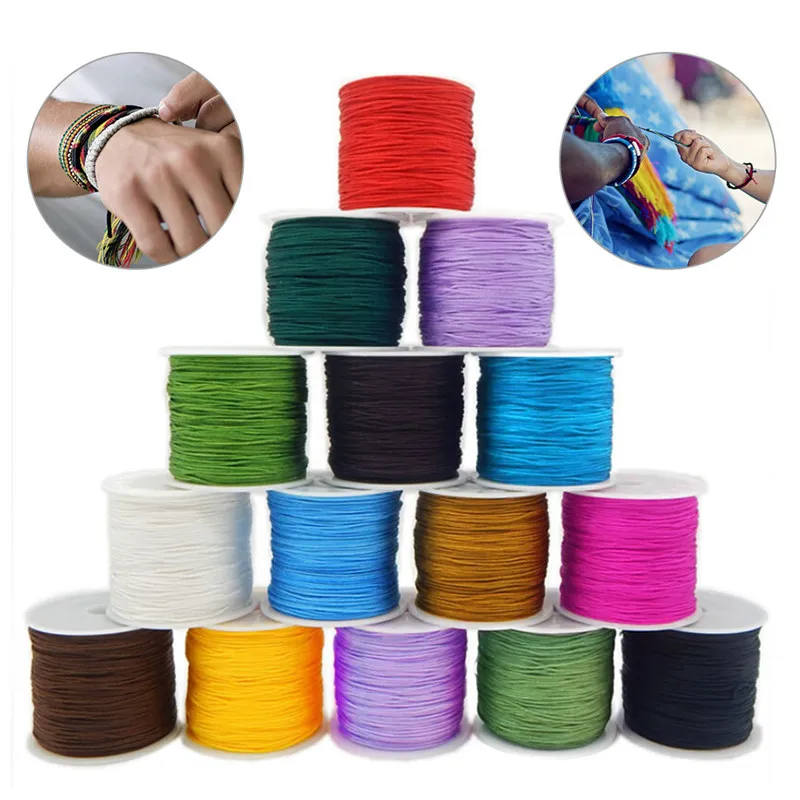 

2018 Wholesale Colorful Nylon Blend Color Chinese Satin Silk Knot Macrame Cord Beads Braided Wire 0.8mm 55 Meters