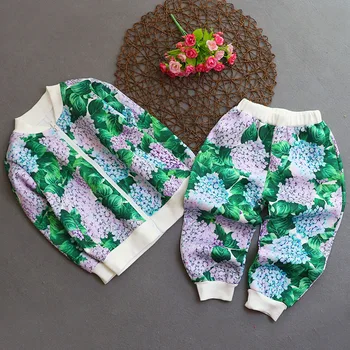 

New Winter Europe Printed Suit Coat Fashion Children's Clothing Set