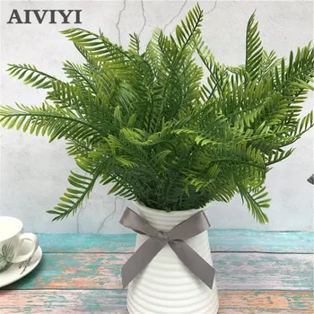 

Artificial Plastic Branch Persian fern Wedding Home Decor Garden Artificial Plants Fake Plastic Grass Foliage Plant Grass