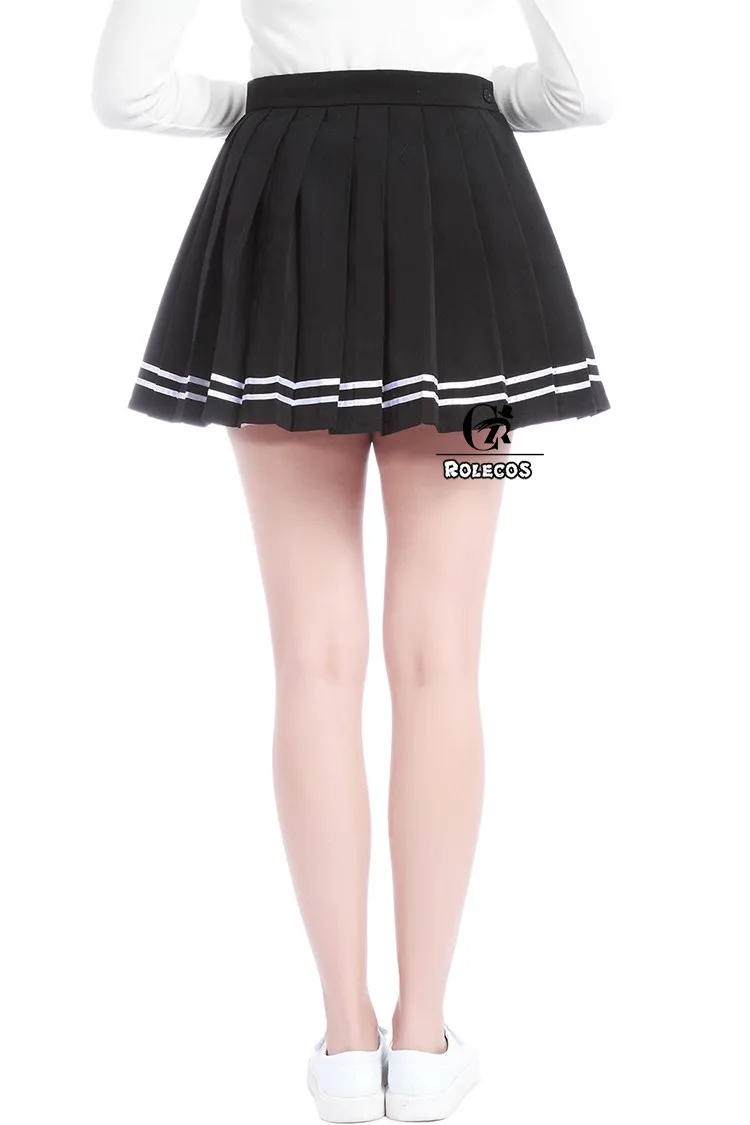 ROLECOS, брендовая Новинка, женская летняя Лоскутная черная шифоновая плиссированная юбка, школьные узоры, консервативный милый стиль, юбка, большой размер, S-4XL