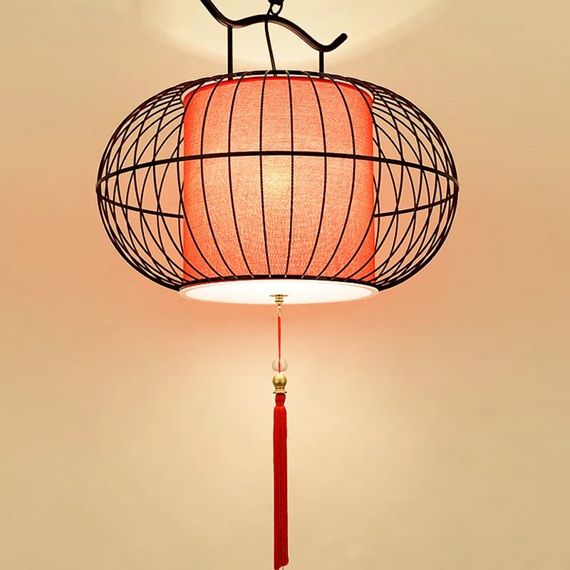 

Creative Red Birdcage Pendant Light Cloth Suspension Metal Cage Pendant Lamp New for Living Room Dinning Room Pendant Lamp AL046
