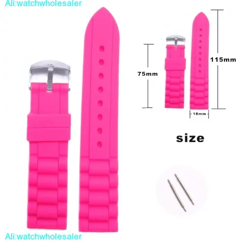18mm Happy Hot Pink Silicone Jelly Rubber Ladies Watch Band Straps WB1002W18JB