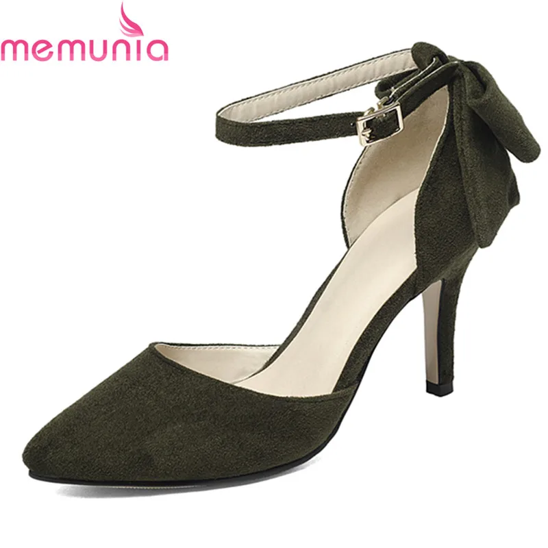 

MEMUNIA 2018 new arrival extreme high heels shoes sexy pointed toe stiletto heels fashion butterfly-knot solid women pumps