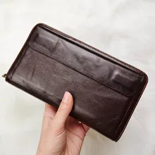 Dalfr Пояса из натуральной кожи Длинный кошелек Для мужчин держатель карты деньги кошелек Для Мужчин’s Винтаж Стиль коровьей мужской клатч Сумки для Для мужчин 2017