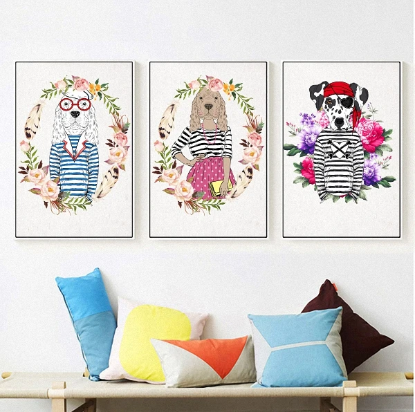 Us 3 97 19 Off Animal Nordic Modern Simple Style Dog Leopard Cheetah Flowers Poster Canvas Wall Bedroom Decoration Combined Poster Xpddskl In