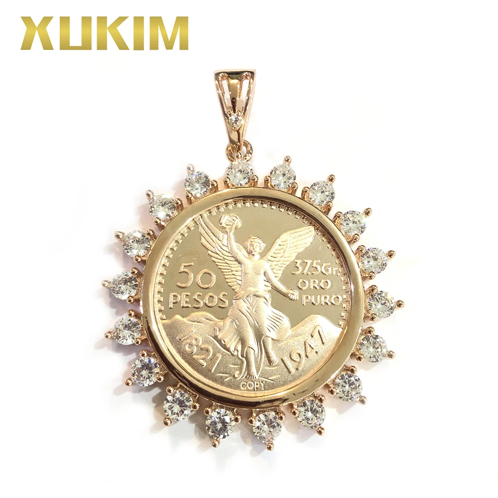 

KCP01 Xukim Fashion Jewelry Mexican 50 Pesos Coin Bezel Pendant Custom Coin Pendant