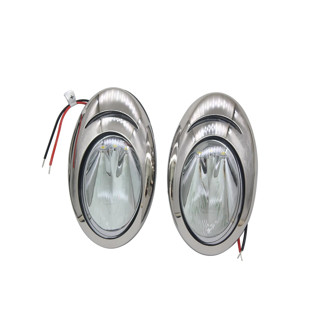 

1 Pair LED Marine Boat White Light Stainless Steel Hull Side Surface Mount Docking Back Up Light 12V DC ITC Marine Accessories