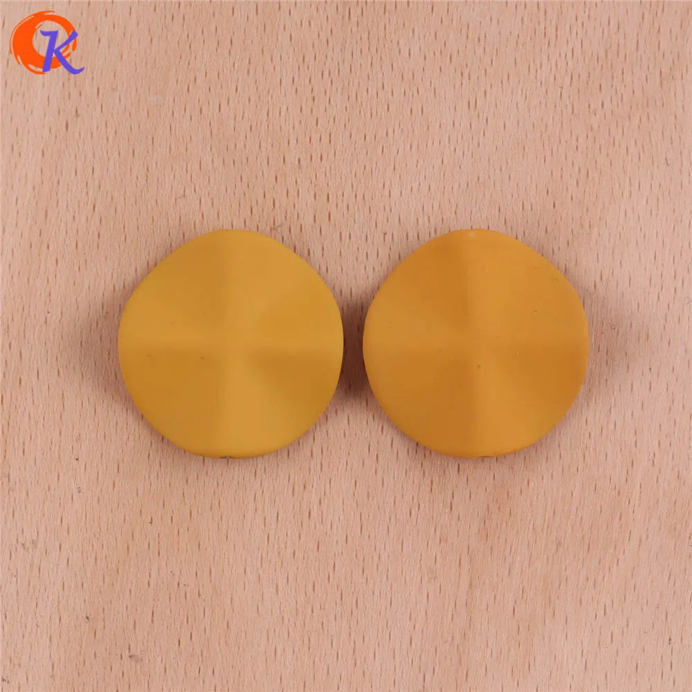 Cordial Design 26mm 100Pcs Jewelry Accessories/Acrylic Beads/Wave Flower Shape/Hand Made/Rubber Effect Beads/Earring Findings - Color: Yellow