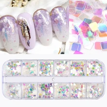 1 Набор, блестящие, дизайн ногтей, Блестящие Блестки, красочные и прозрачные чешуйчатые наклейки, сделай сам, очаровательные блестки, аксессуары для маникюра, украшения