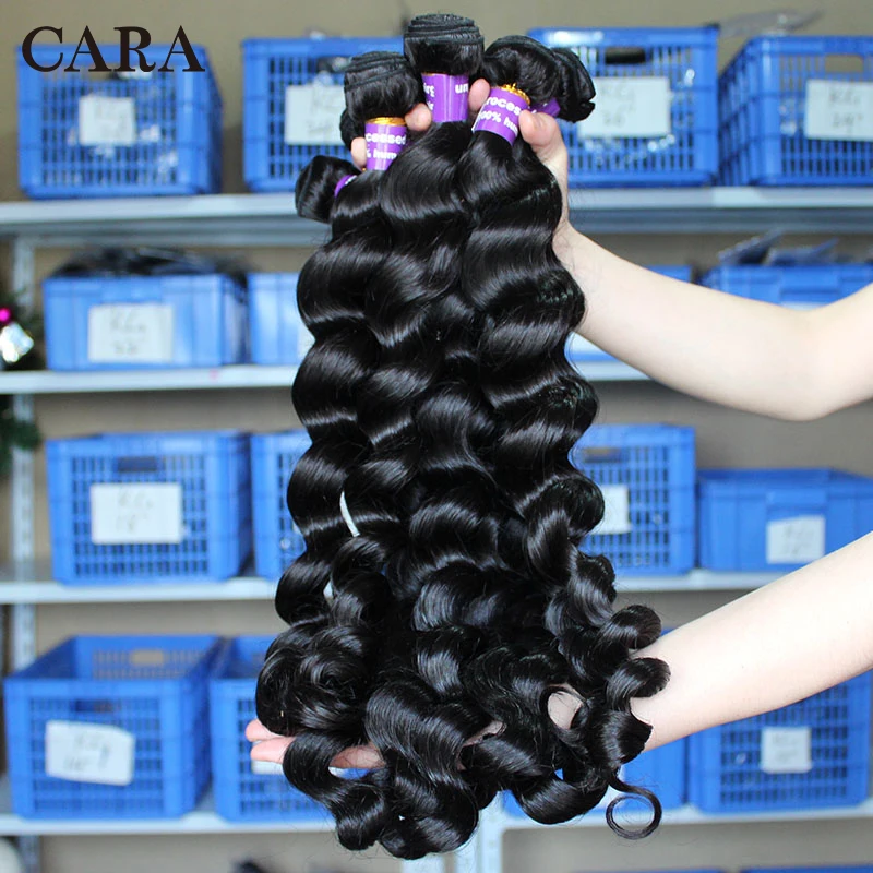 Loose Wave Bundles With Frontal Closure 3 Brazilian Hair Weave Bundles With Closure 4 Pieces/Lot Remy Human Hair 13x4 Lace CARA