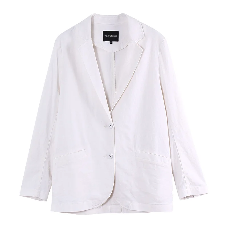 Toyouth New Autumn Chic Korean White Blazer Feminino Casual Long Sleeve Office Ladies Coats Plus Size Workwear Women Jackets