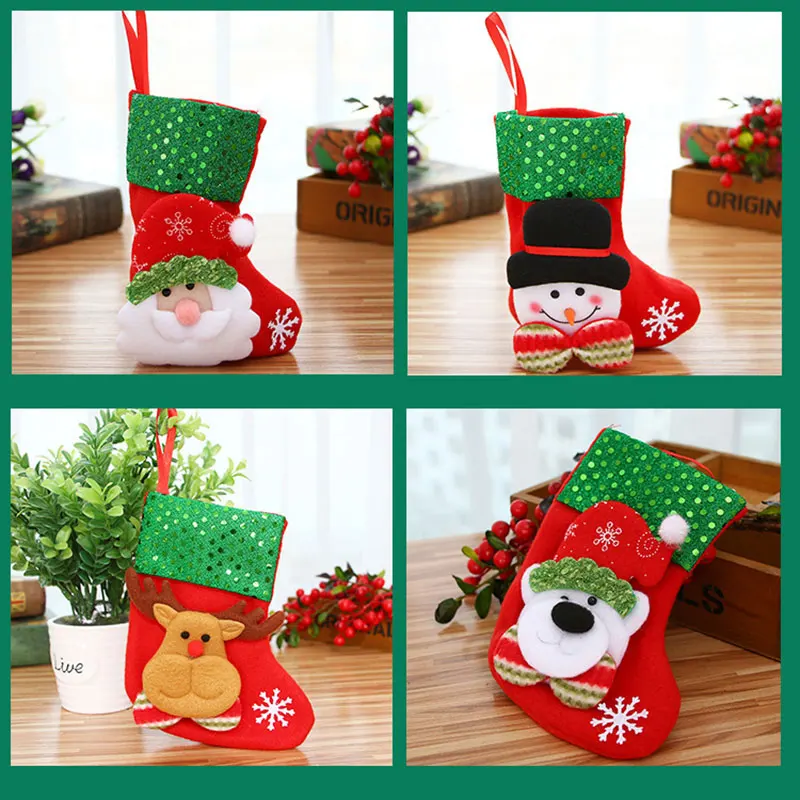 12PCS/Pack Santa Claus Christmas Pendant Stockings Christmas Tree