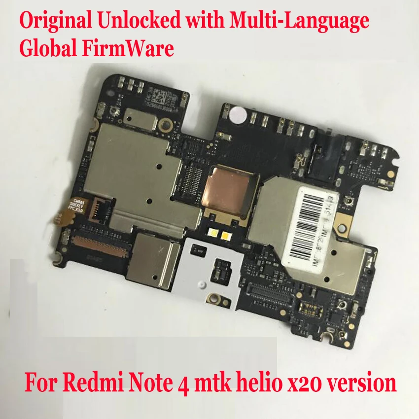 Оригинальная Многоязычная плата разблокировки для Xiaomi Redmi Note4 Note 4, глобальная прошивка, материнская плата, микросхемы, плата, гибкий кабель