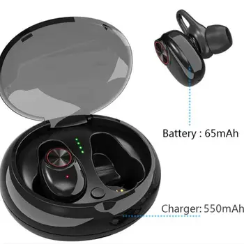 

TWS V5 Bluetooth Headset True Wireless Earbus with QI-Enabled Wireless Charging Case IPX6 Waterproof Long Lasting r15