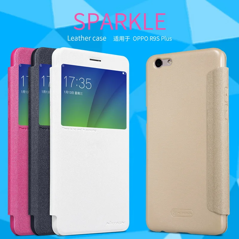 

For OPPO R9S PLUS case Flip Smart Answer Window View Leather Case for OPPO R9S PLUS 6.0" NILLKIN Sparkle series Fashion Cover