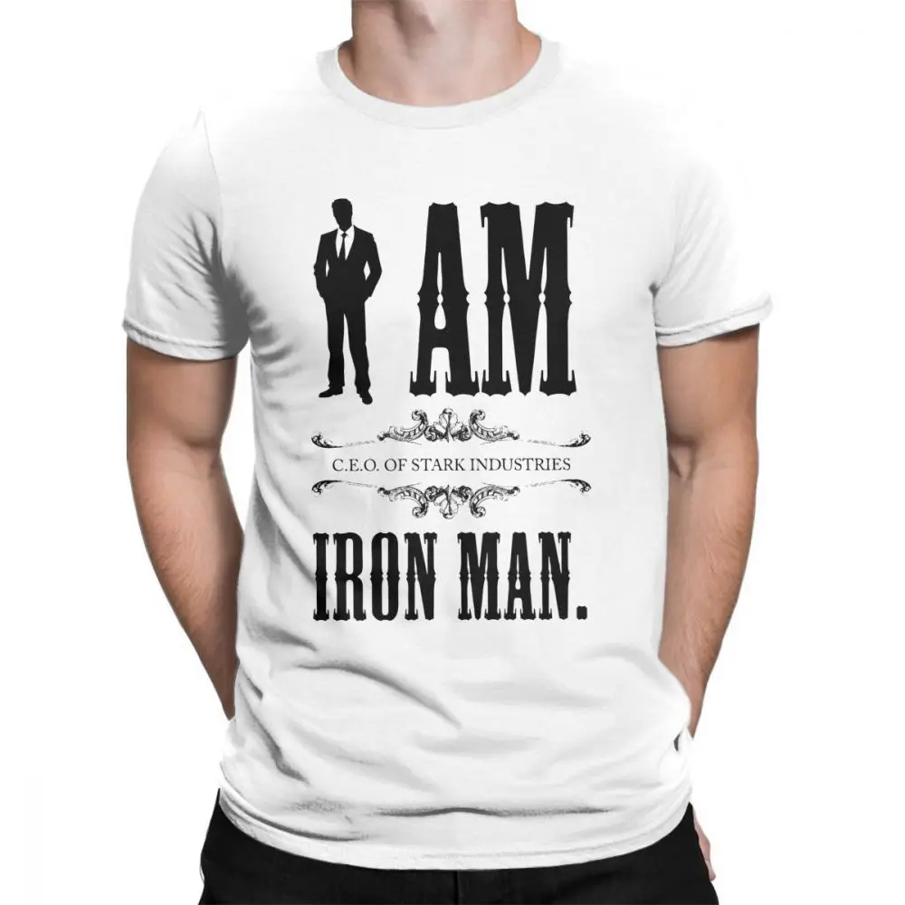 Man I Am Iron Man Marvel Superhero T-Shirt Crazy Crew Neck Short Sleeve Clothes Cotton Tee Shirt Classic Fit T Shirt