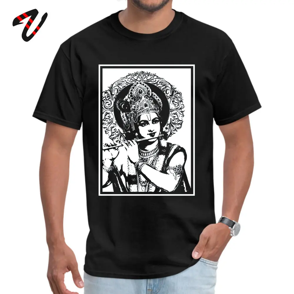 LORD KRISHNA Pure Cotton Party Tops & Tees Prevalent Short Sleeve Men T Shirts Printing Labor Day Tops Tees O Neck LORD KRISHNA -9996 black
