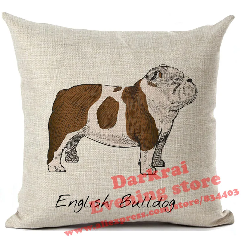 Cushion Cover Labrador Corgi Doberman Printed Linen Pillows Cover Car Sofa Decorative Throw Pillows Home Decoration Pillow Case