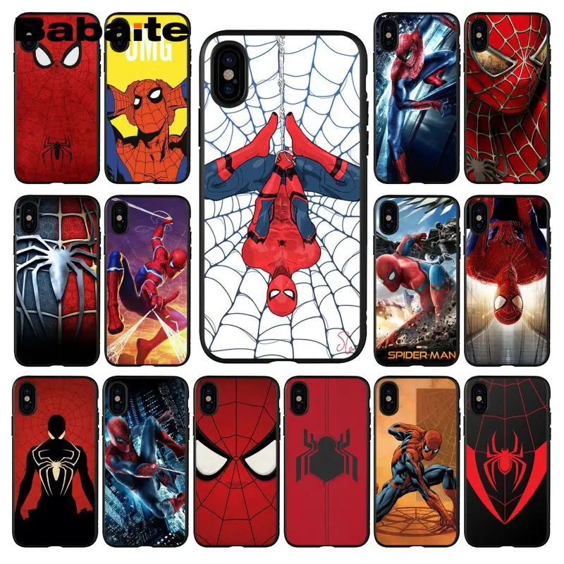 

Babaite Marvel Comics Spider Man Homecoming TPU black Phone Case Shell for Apple iPhone 8 7 6 6S Plus X XS MAX 5 5S SE XR Cover