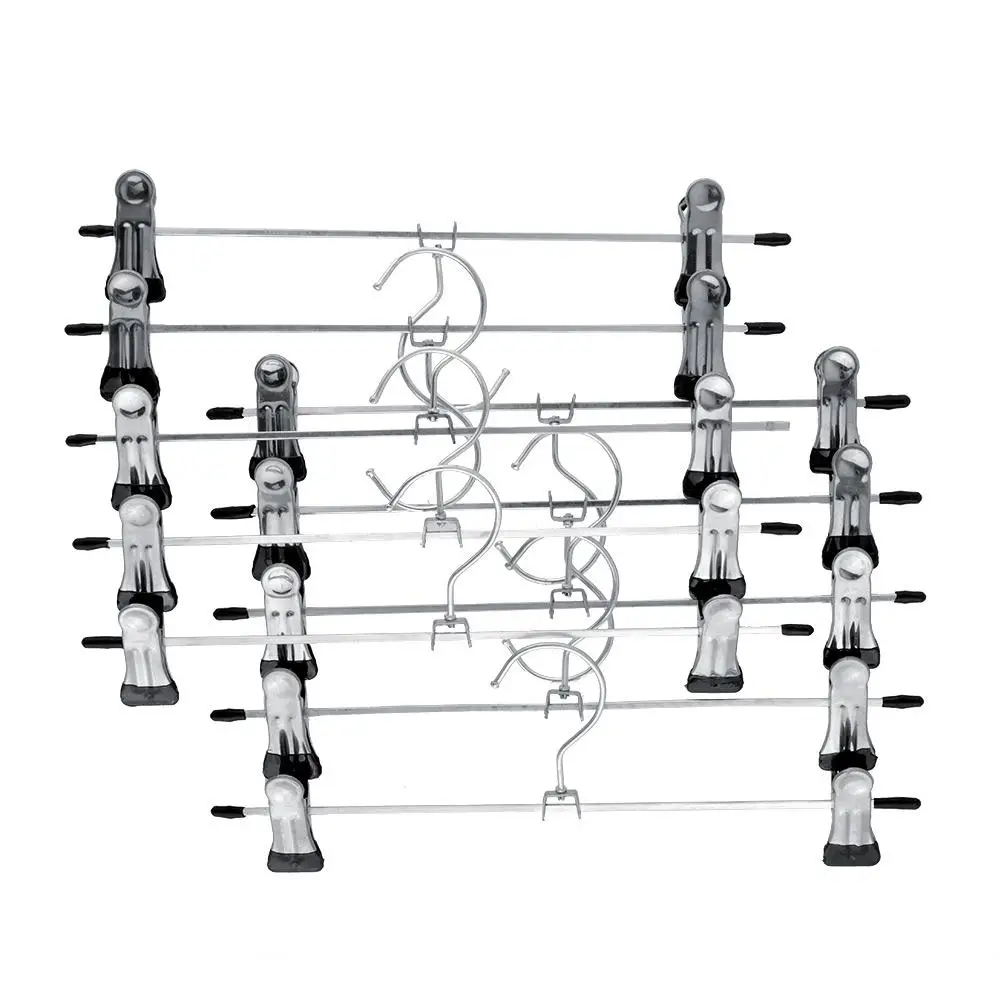 

New 10x Stainless Steel hangers With 2 Clips Clothes Stand Holder Trouser Pants Skirt Hangers Clothes Grip home storage clothes